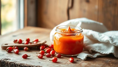 A jar of homemade goji berry face cream on wooden table  with goji berries.