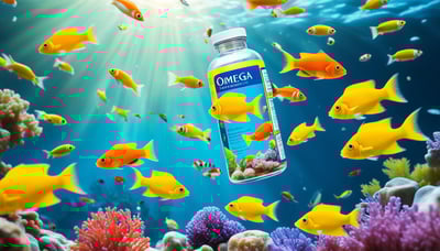 a bottle of omega fish oil is shown in this image