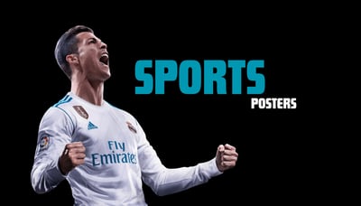 Sports posters category with athletes and game moments