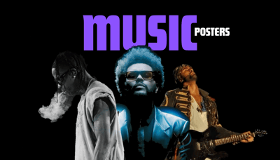 Music posters category with legendary singers and musicians