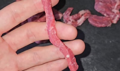 boeuf coupé dans une main