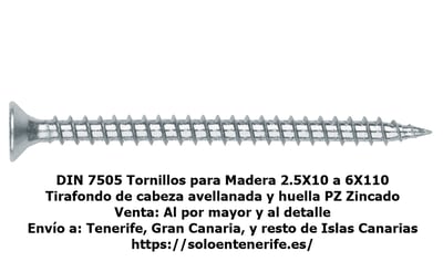 Tornillo Tirafondo para Madera Zincado PZ DIN 7505
