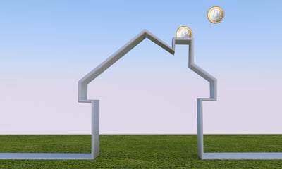 Stilisierte Hausdarstellung wo die Euros im Kamin verheizt werden
