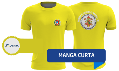 camiseta manga curta na cor amarela com logo da brigada florestal de Nobre no Mato Grosso