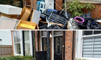 Before and after general waste cleared in Worcester by Hilton’s