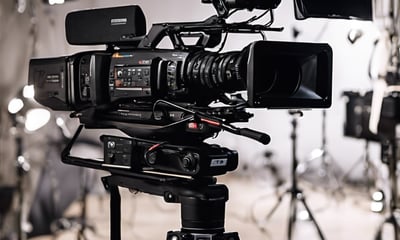 a man standing in front of a large yellow sculpture