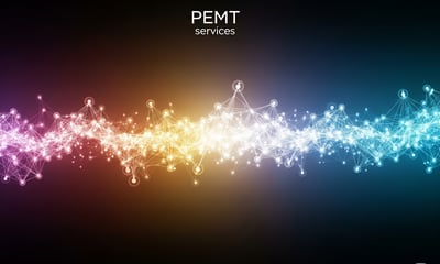 an abstract background with a line of connected dots representing post-editing machine translation