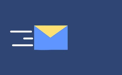 A minimalistic image of an envelope with lines depicting motion, representing email communication.