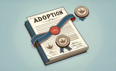 adoption certificate and a seal on it