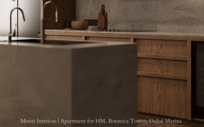 Contemporary kitchen with a sleek sink and subtle textures.