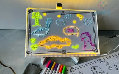 Acrylic drawing board with LED light for kids, Coloring sheets included, Perfect birthday gift for girls and boys, Illuminate