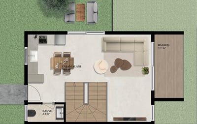 Villa Tip 1 - Zemin Kat Planı