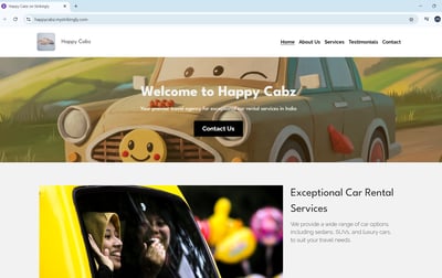 Car travel service website for Happy Cabz in Vijayawada by Suvarna Visions
