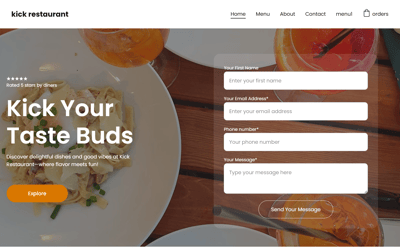 Stylish restaurant website for Kick Restaurant by Suvarna Visions