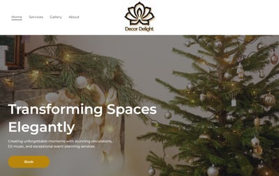 Event planning company website for Decor Delight designed by Suvarna Visions