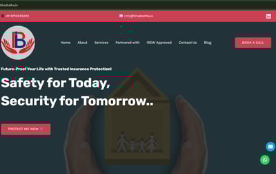 Insurance broking website created by Suvarna Visions for Bhadratha Insurance