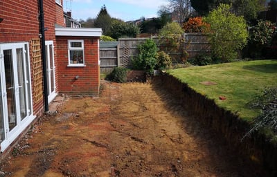 Concrete breaker used in garden renovation in Bearwood