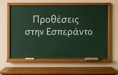 a chalkboard with the words, 'προθέσεις στην εσπεράντο'