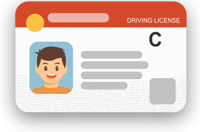 a driver's license card with a driver's license
