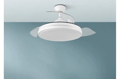 a modern ceiling fan with a white ceiling fan