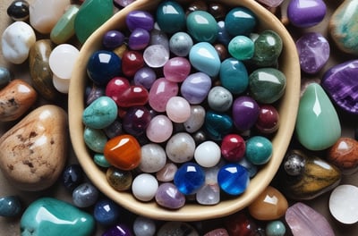 assorted color stone on gray concrete floor