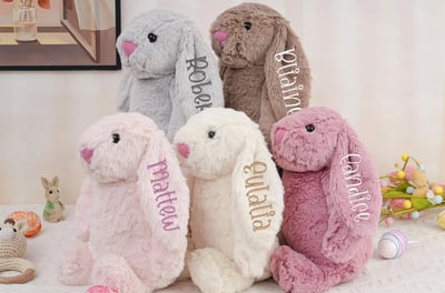 Personalized Embroidered Bunny Rabbit, Monogrammed Bunny, Newborn Baby Gift,Baby Shower Gift,Stuffed Animal,Plush Bunny Toy,G