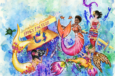 Illustrations from The Mermaids of New Orleans by New Orleans artist & illustrator Melissa Vandiver.