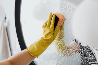 scrubbing a mirror