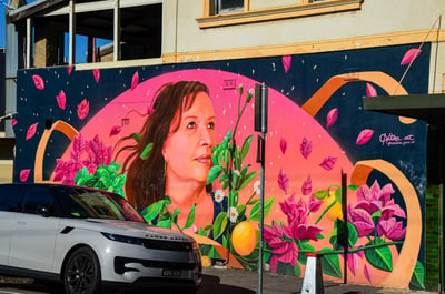 Mural by Katira in Brunswick East, Melbourne