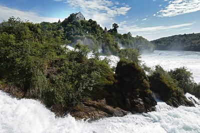 Rheinfall - Tosendes Wasser und Felsen mit Bäumen