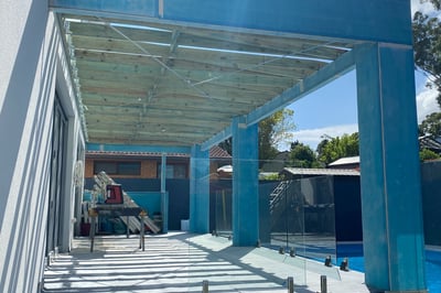 stairs leading to construction of back veranda