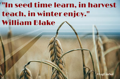 In seed time learn, in harvest teach, in winter enjoy. William Blake