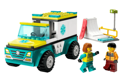 LEGO CITY Emergency Ambulance and Snowboarder - NEW 2024