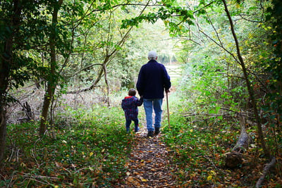 Grandfather on a walk.