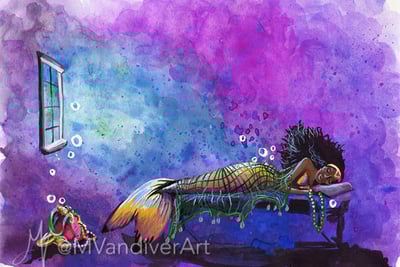 Illustrations from The Mermaids of New Orleans by New Orleans artist & illustrator Melissa Vandiver.