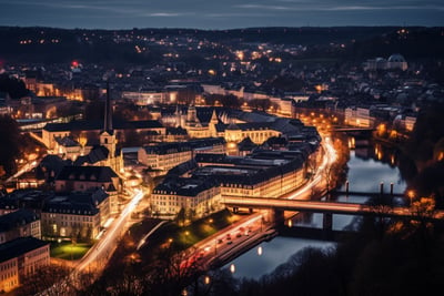 aerial view of Luxembourg at night