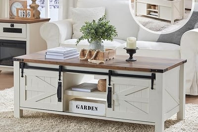 white lift top coffee table