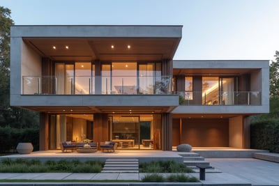 a modern house with a pool and a swimming pool