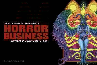 Mt Airy Art Garage Horror Business 2021 postcard