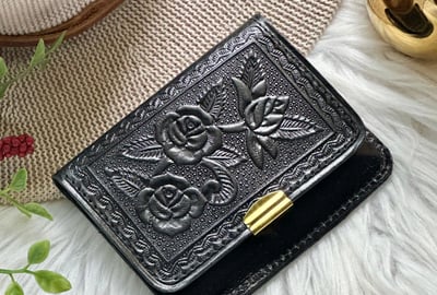 Small Leather Wallet for Women • Minimalist Engraved Wallet