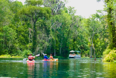 People enjoy kayaking in the Silver Springs.