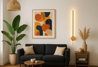 applique muro legno alluminio nero parete modern