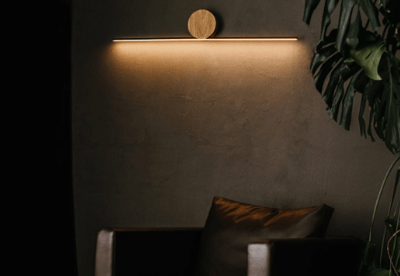 applique muro legno alluminio nero parete modern