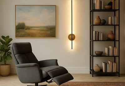 applique muro legno alluminio nero parete modern