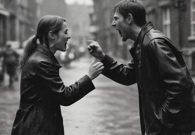 Paar in hitziger diskussion. Streit, sich anschreien