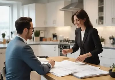 deux personnes qui chek la liste des taches à faire avec le sourire