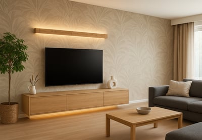 applique muro biemissione led legno soggiorno