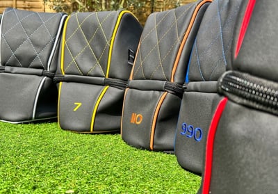 Remy Luxury Helmet Bag – handmade, fleece-lined storage bag for motorsport helmets, shown in black