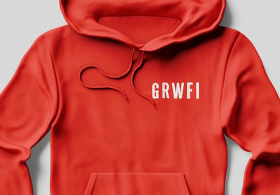 Red GRWFI logo hoodie