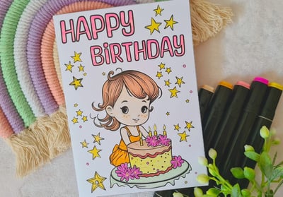 printable coloring birthday card for kids